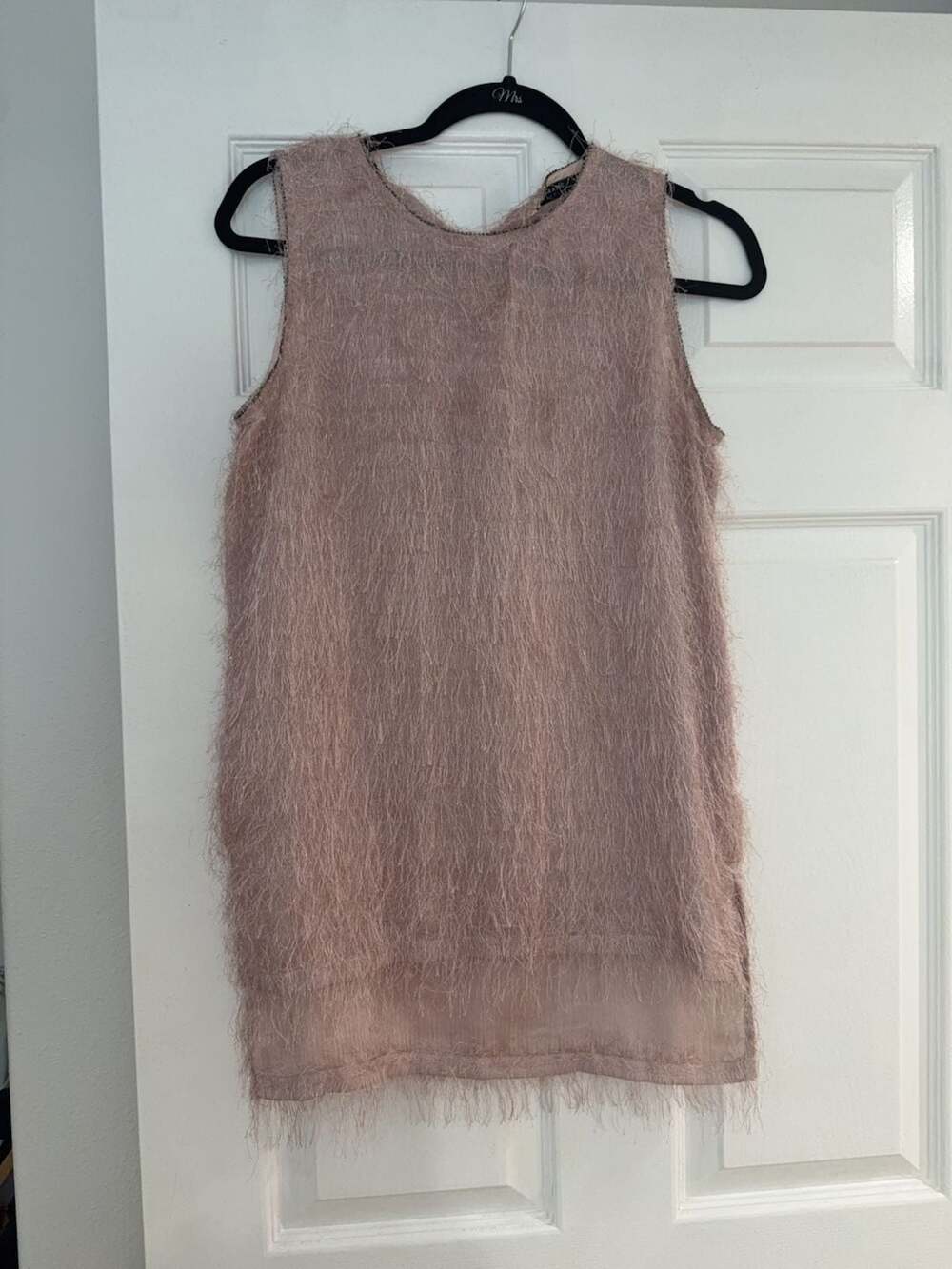 Zara Blush Pink Fringed Sleeveless Top